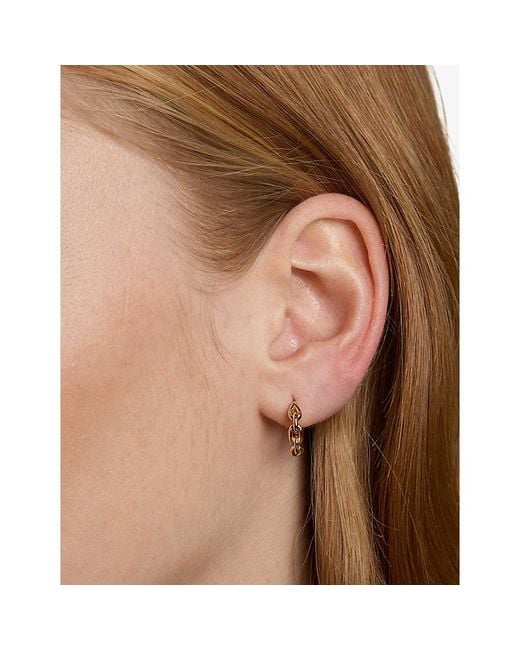 Astrid & Miyu Metallic Link Hardware 18Ct-Plated Sterling- Hoop Earrings