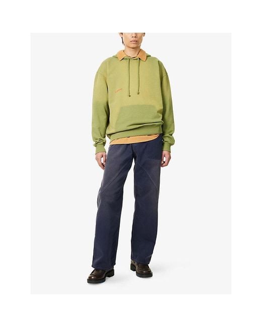 J.W. Anderson Green Contrast Relaxed-Fit Cotton-Jersey Hoody for men
