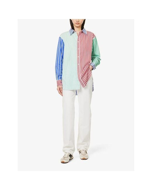 Polo Ralph Lauren Blue Stripe Panelled Stripe-pattern Cotton Shirt