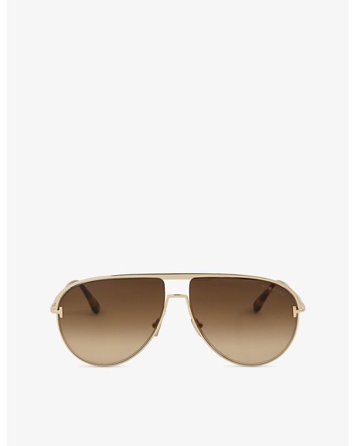 Tom Ford Ft0924 Theo Brand-print Aviator Metal Sunglasses for Men | Lyst