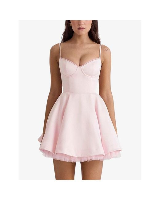 House Of Cb Pink Minimoiselle Tulle Satin Mini Dress