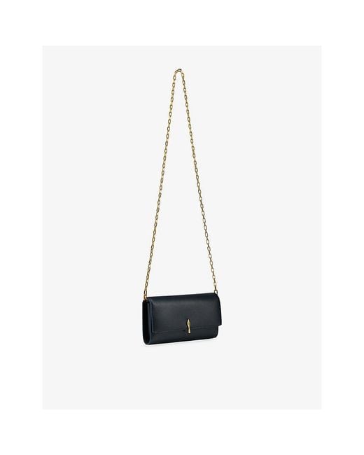 Christian Louboutin Blue Bettina Metallic Leather Wallet-On-Chain
