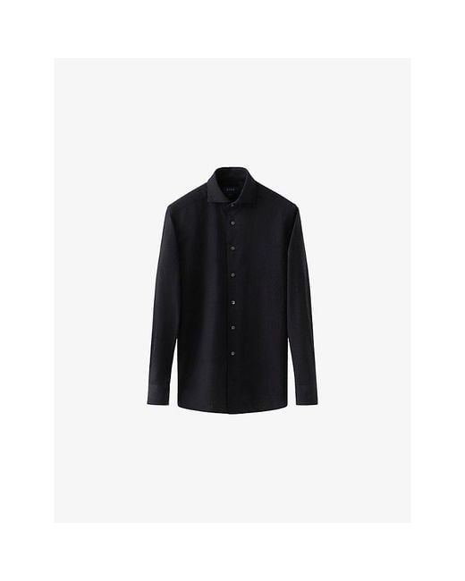 Eton of Sweden Black Long-Sleeved Contemporary-Fit Denim Shirt for men