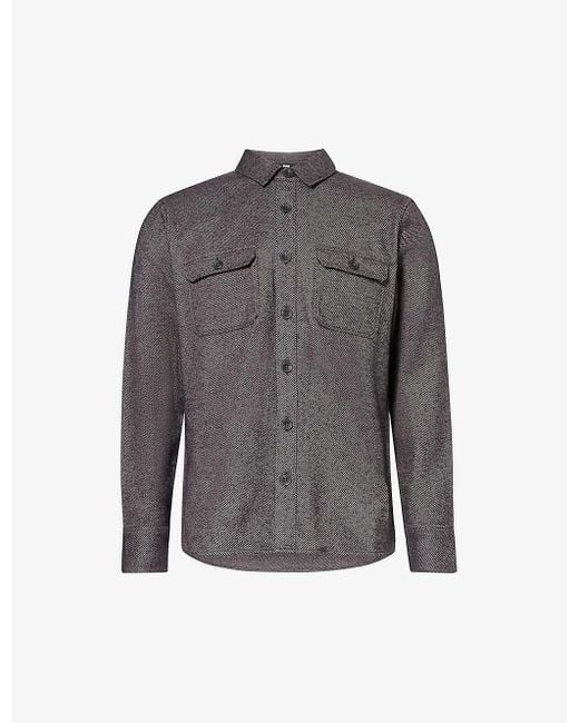 PAIGE Gray Wilbur Ribbed-texture Spread-collar Cotton Overshirt for men