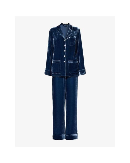 Olivia Von Halle Blue Coco Regular-fit Rayon And Silk-blend Pyjama Set