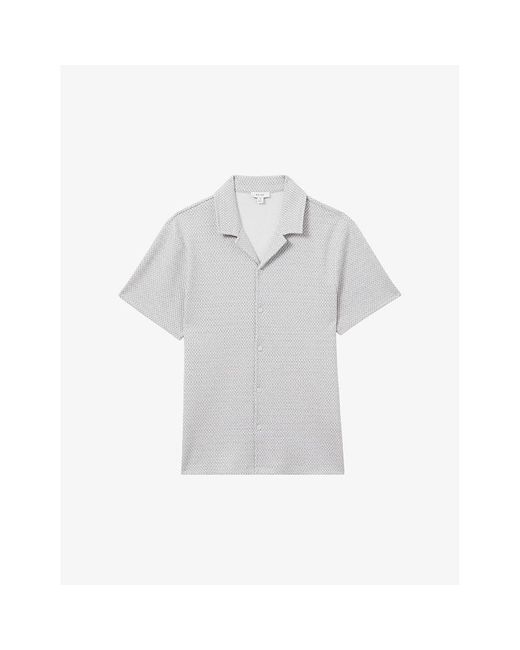 Reiss White Brewer Textured-weave Stretch Cotton-blend Shirt for men