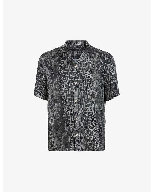 AllSaints Gray Skrale Relaxed-fit Woven Shirt X for men