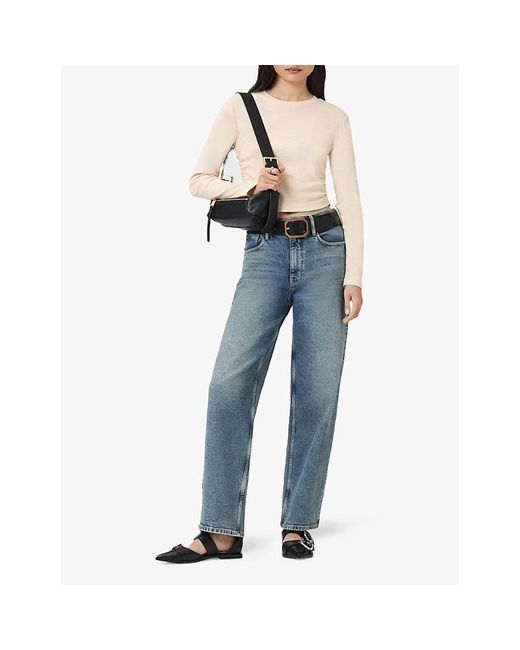 AllSaints Natural Sonny Crewneck Long-Sleeve Cotton T-Shirt