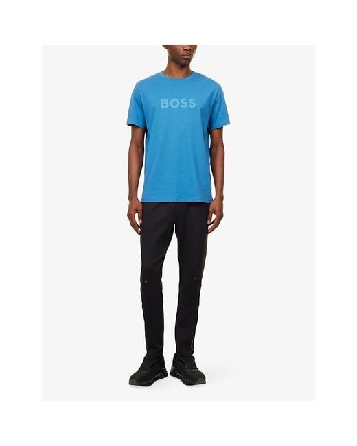 Boss Blue Sun-Protection Regular-Fit Cotton-Jersey T-Shirt for men