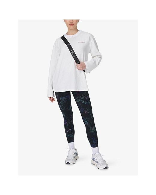 Sweaty Betty White Logo-Print Long-Sleeved Cotton T-Shirt