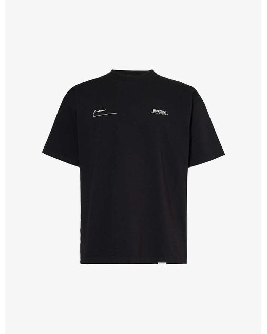 Represent Black Patron Of The Club Brand-print Cotton-jersey T-shirt for men
