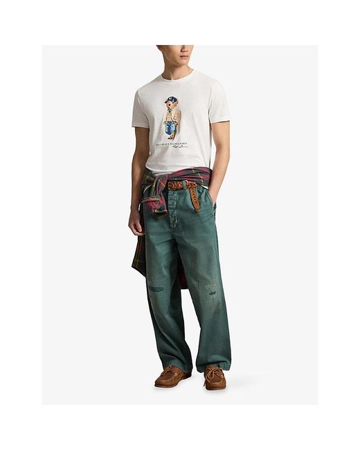 Polo Ralph Lauren White Polo Bear Print Cotton T-Shirt for men