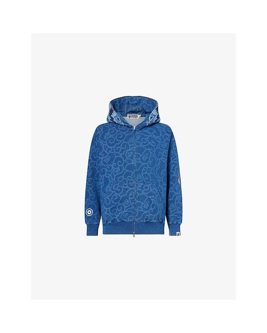 A Bathing Ape Blue Cloud Camo Tiger Cotton-Jersey Hoody for men