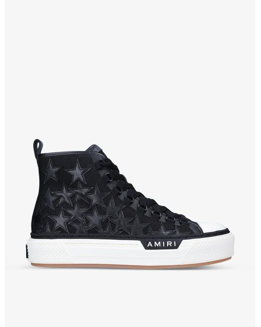 Amiri Stars Court Appliqué-embellished Canvas And Leather High-top