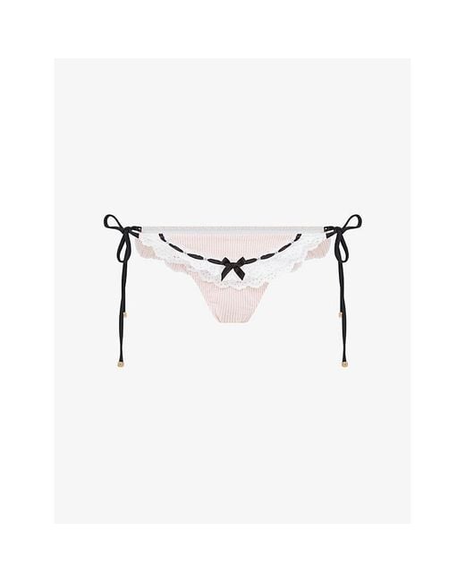 Agent Provocateur White Miffy Tie-Side Bikini Bottoms