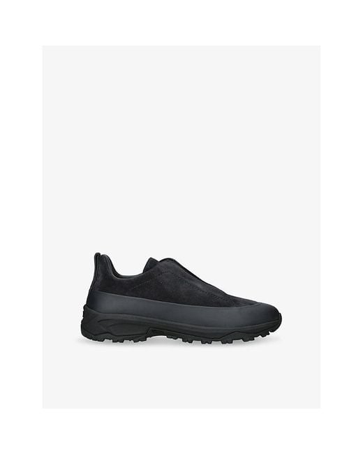 Zegna Black Triple Stitch Monte Suede Trainers for men