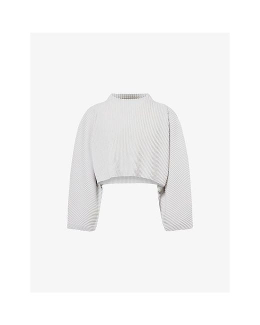 Homme Plissé Issey Miyake White High-Neck Cropped Knitted Top for men