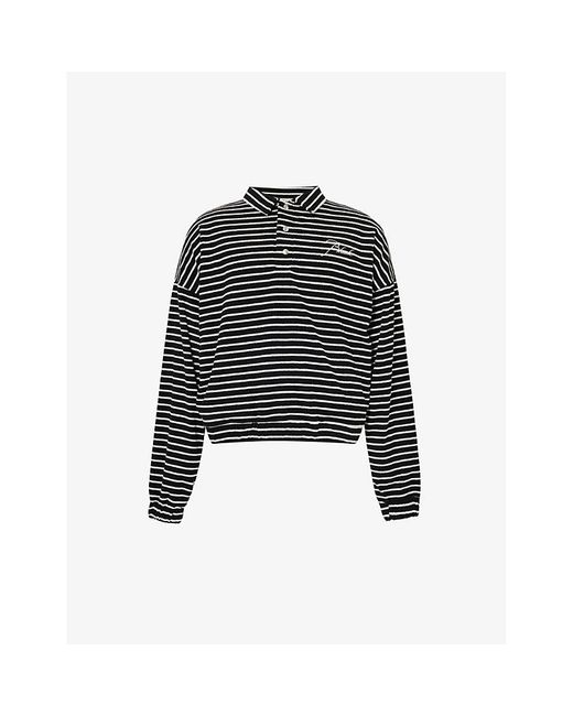 Rhude Black Striped Logo-embroidered Cotton-blend Shirt for men