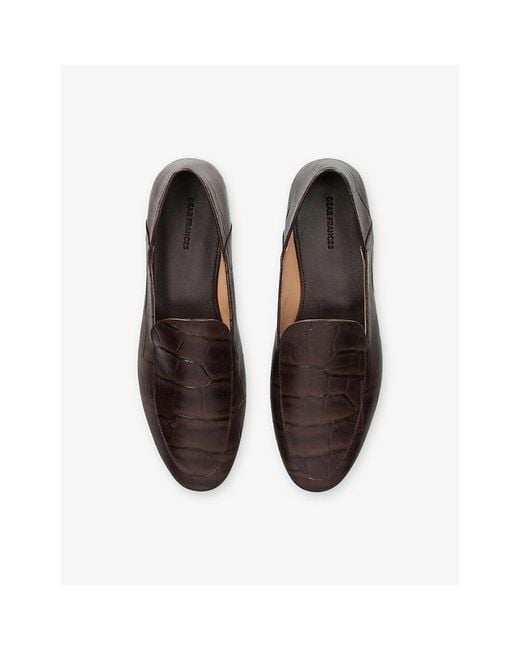 Dear Frances Brown Gio Croc-Effect Leather Loafers
