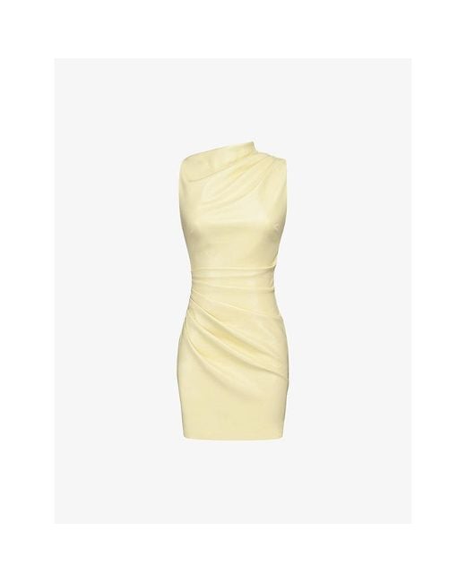 House Of Cb Metallic Maya Sleeveless Faux-Leather Mini Dress