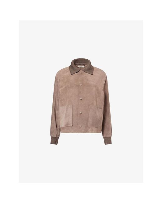 J.W. Anderson Brown Boxy-Fit Collared Suede Jacket