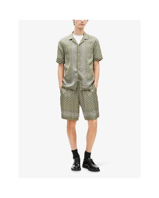 The Kooples Natural Bandana-Print Drawstring-Waist Woven Shorts for men