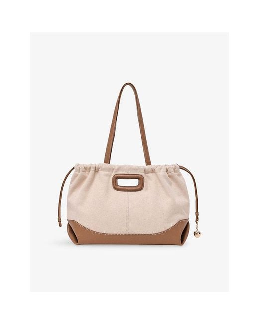 Maje Pink Milpli Canvas And Leather Tote Bag
