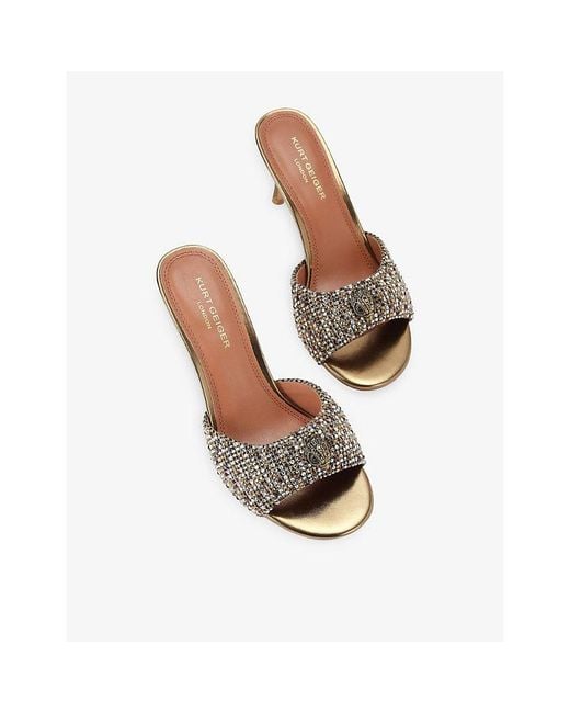 Kurt Geiger Metallic Oxford Woven Heeled Mules