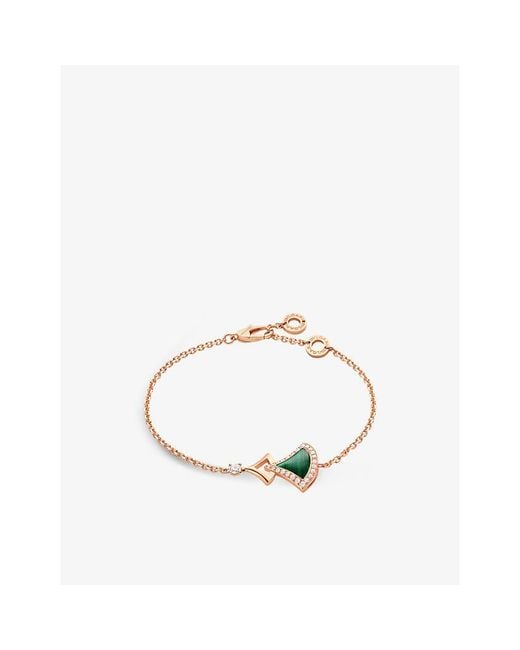 BVLGARI Natural Divas' Dream 18Ct Rose- Malachite And 0.31Ct Round Brilliant-Cut Diamond Bracelet