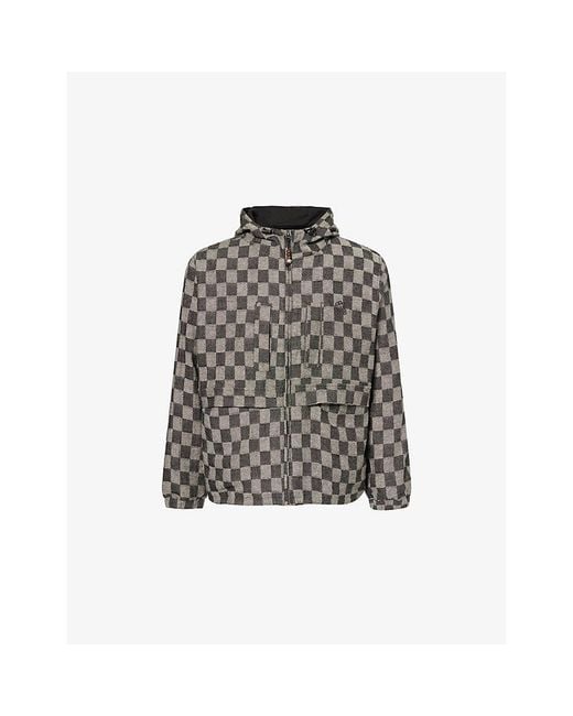 Heresy Gray Trellis Checked Linen-Blend Jacket for men