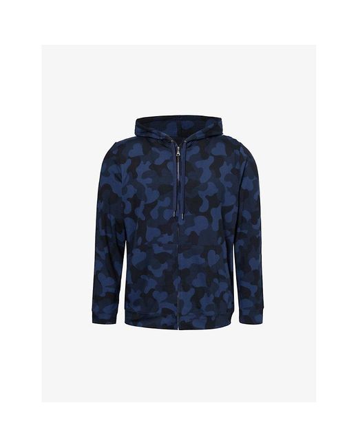Derek Rose Blue London Camouflage-print Zip-up Stretch-jersey Hoody for men