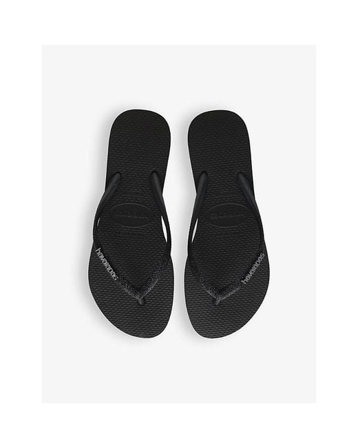 Havaianas Black Slim Metallic Rubber Flip-Flops