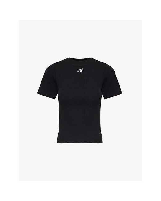 Axel Arigato Black Script Logo-embroidered Stretch-cotton Jersey T-shirt