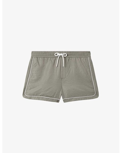 Reiss Gray Azure Contrast-trim Recycled-nylon Swim Shorts for men