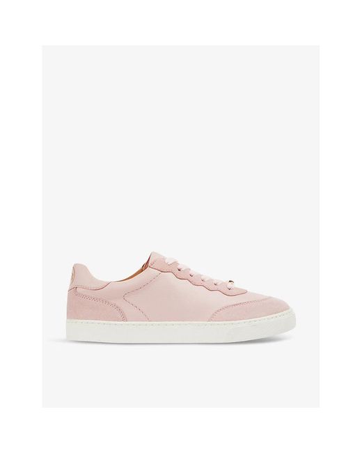 L.K.Bennett Pink Runner Logo-embossed Leather Low-top Trainers
