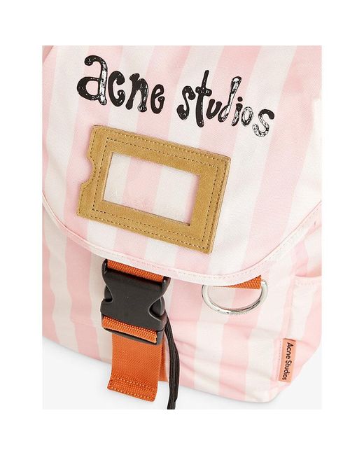 Acne Pink D-ring Check-pattern Shell Backpack