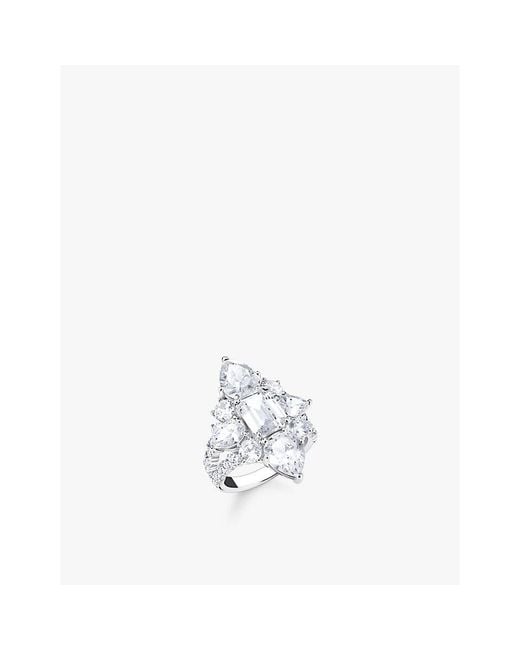 Thomas Sabo White Assorted-Cut Cubic Zirconia And 925 Sterling-Sterling Cocktail Ring