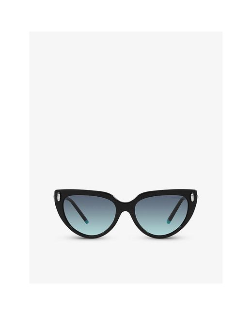 Tiffany & Co Black Tf4195 Cat-eye Brand-embellished Acetate And Metal Sunglasses