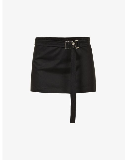 EB DENIM Black Belted Low-rise Denim Mini Skirt