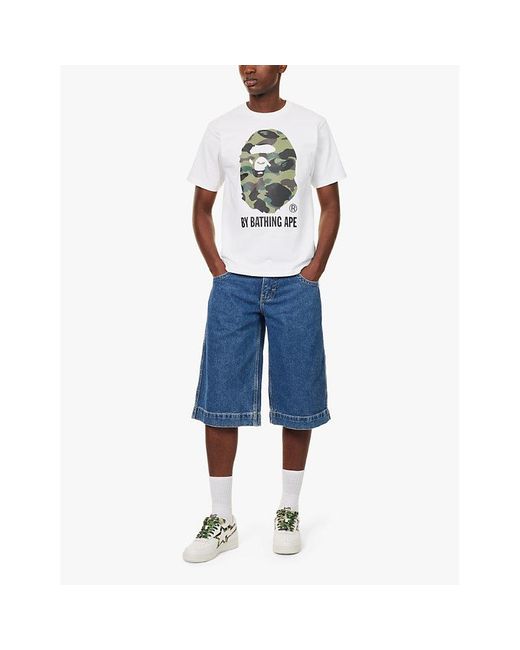 A Bathing Ape White Camouflage-print Crew-neck Regular-fit Cotton-jersey T-shirt X for men