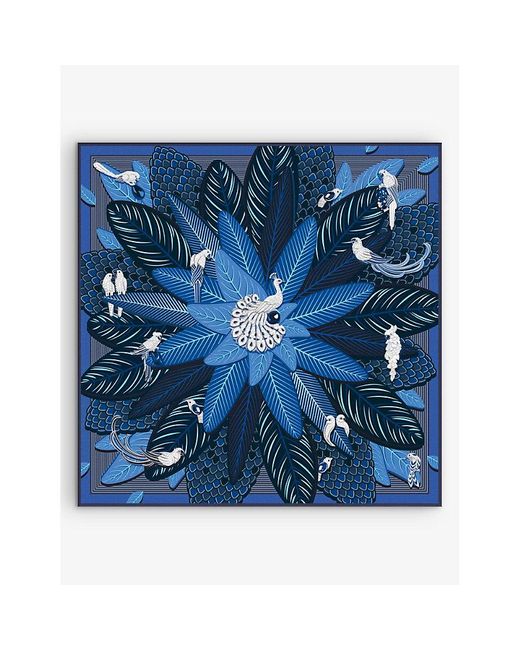 Cartier Blue Birds Of Paradise Graphic-print Silk-twill Scarf 90cm X 90cm