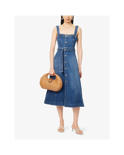 Jonathan Simkhai Blue Alba Bustier Denim Midi Dress