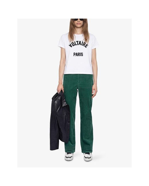 Zadig & Voltaire White Alys Brand-Appliqué Cotton-Jersey T-Shirt