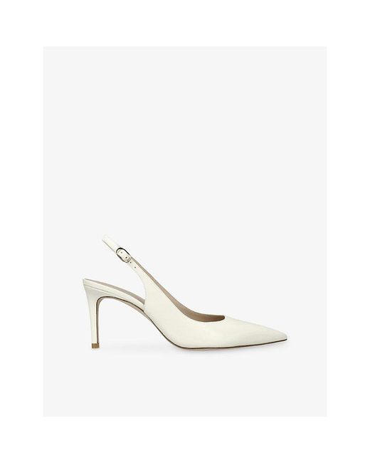 Stuart Weitzman White Stuart Power Leather Slingback Pumps