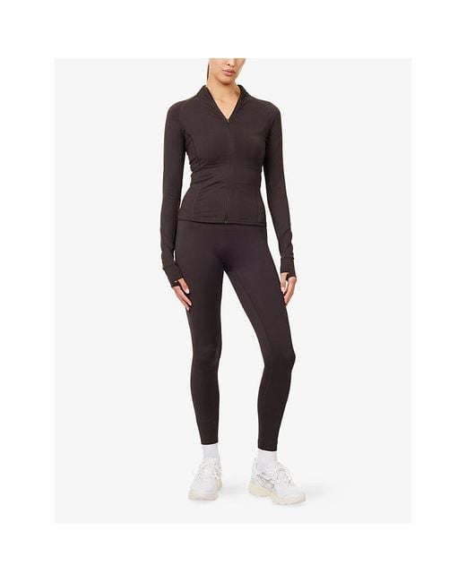 ADANOLA Brown Ultimate Zip-Up Stretch-Woven Top