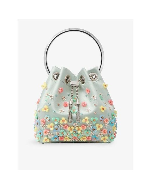 Jimmy Choo Green Bon Bon Satin Top-Handle Bag