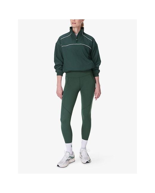 Sweaty Betty Green Warm Perform Fleece-Lined Stretch-Woven Jacket
