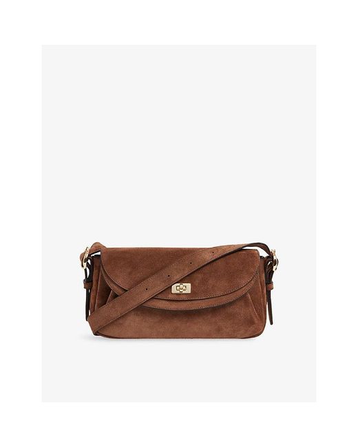 Sandro Brown Le Mambo Suede Shoulder Bag