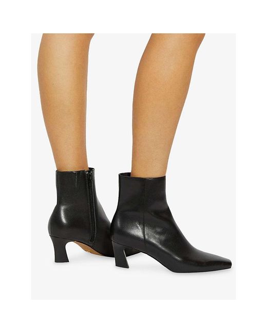 Dune Black Overly Leather Ankle-Boots