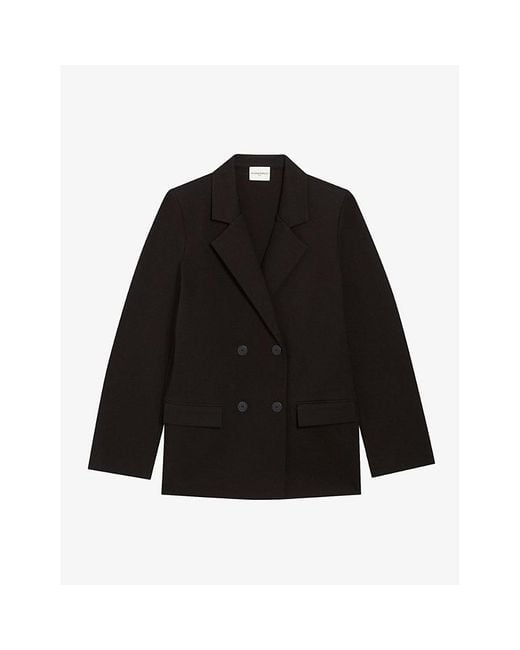 Claudie Pierlot Black Oversized Double-breasted Stretch-woven Blazer